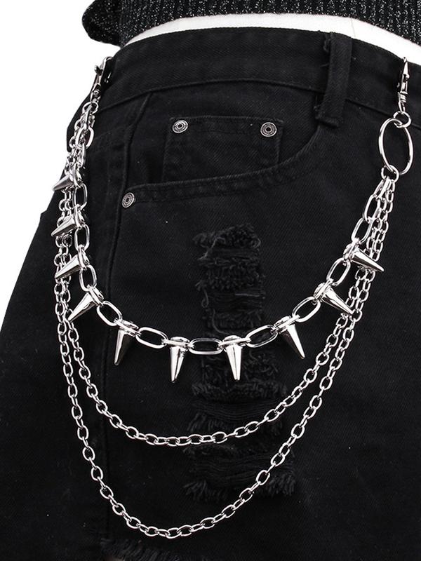 Punk Style Chain Belt, Fashionable Stainless Steel Layered Belt for Women & Men, Trendy All-match & Exquisite Belt for Birthday Gift