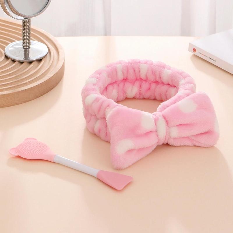 2pcs Makeup Tool Set, Including Makeup Headband & Mask Brush, Fashion Makeup Tools For Women