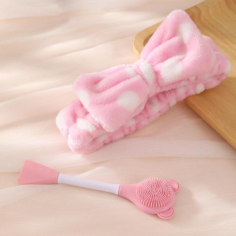 2pcs Makeup Tool Set, Including Makeup Headband & Mask Brush, Fashion Makeup Tools For Women