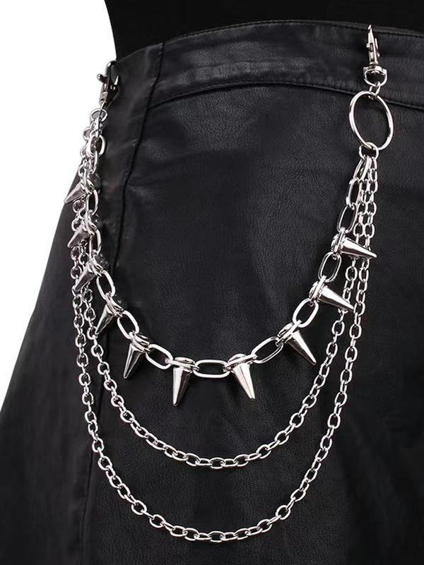 Punk Style Chain Belt, Fashionable Stainless Steel Layered Belt for Women & Men, Trendy All-match & Exquisite Belt for Birthday Gift