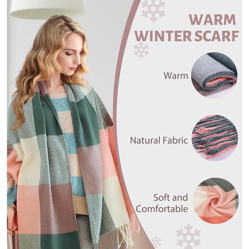 Women's Long Plaid Blanket Scarf Chunky Oversized Winter Fall Warm Scarf Big Tartan Scarves Wrap Shawl Ladies GiftsThanksgiving Gifts Christmas Gifts