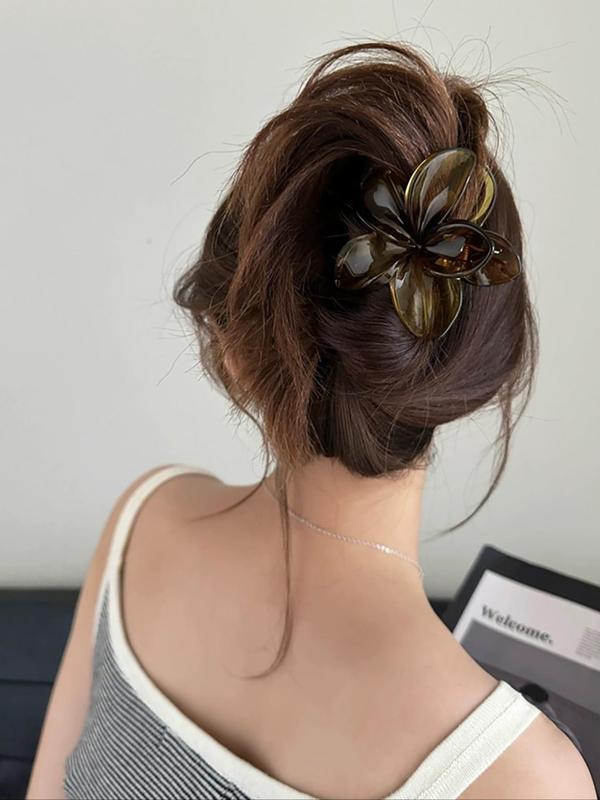 Tortoiseshell Flower Design Hair Claws, Casual and Versatile Hair Accessories for Women, Minimalist Headwear Suitable for Daily and Casual Party Use